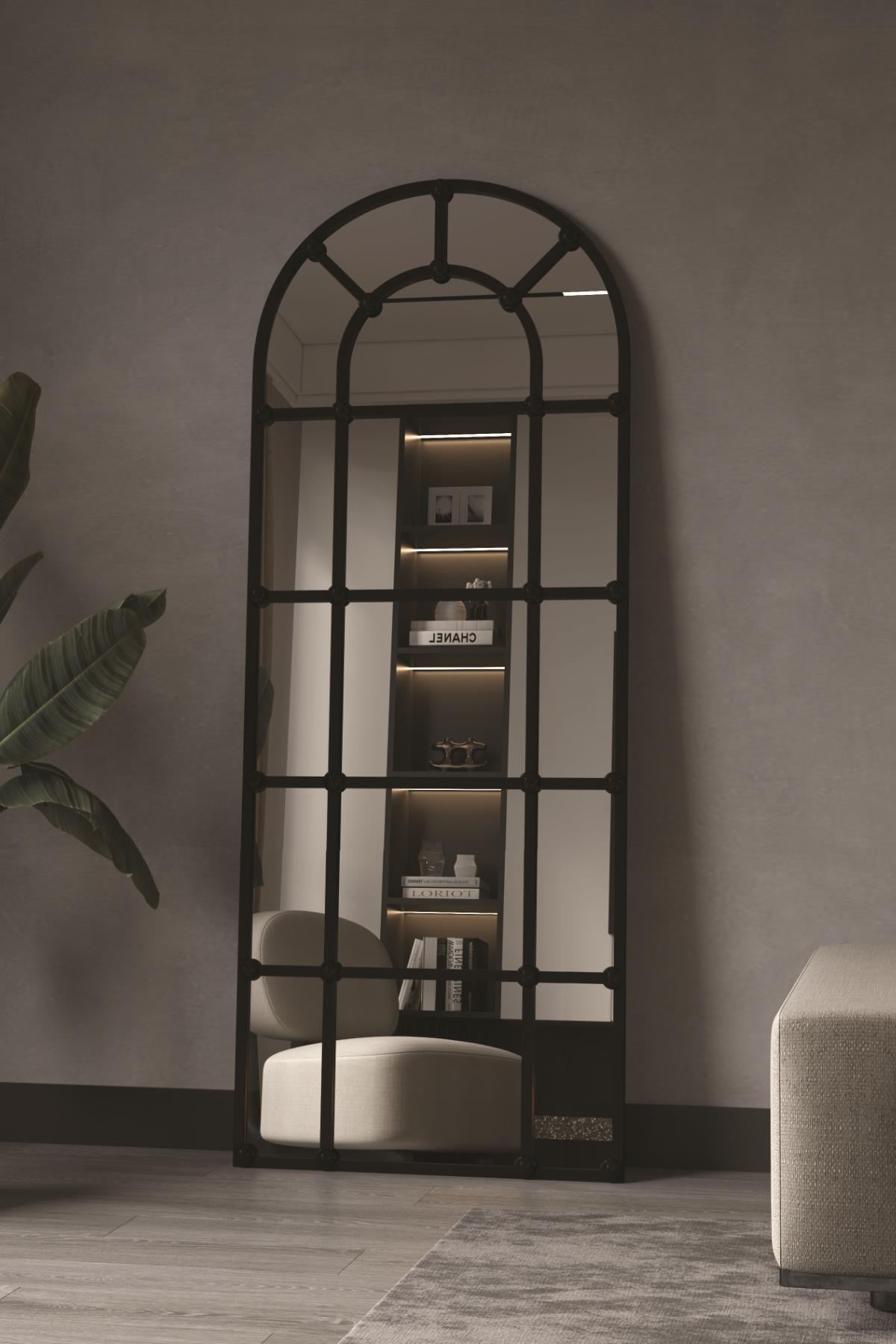 Ovalis Dar Boy Aynası Metal Çerçeveli